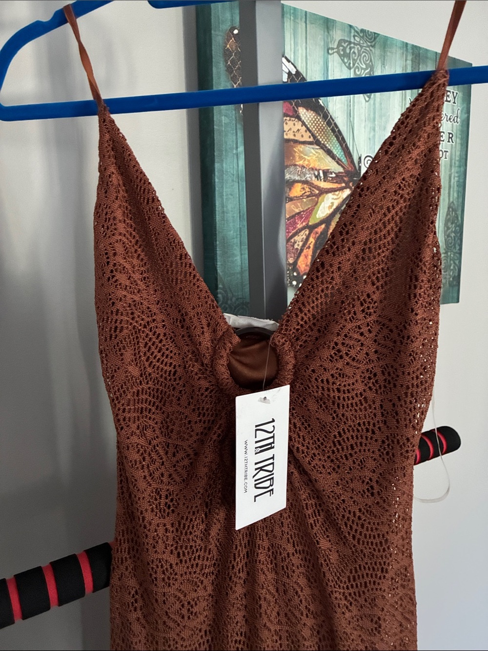 Rust Brown knitted Slip Maxi Dress with V-Neck